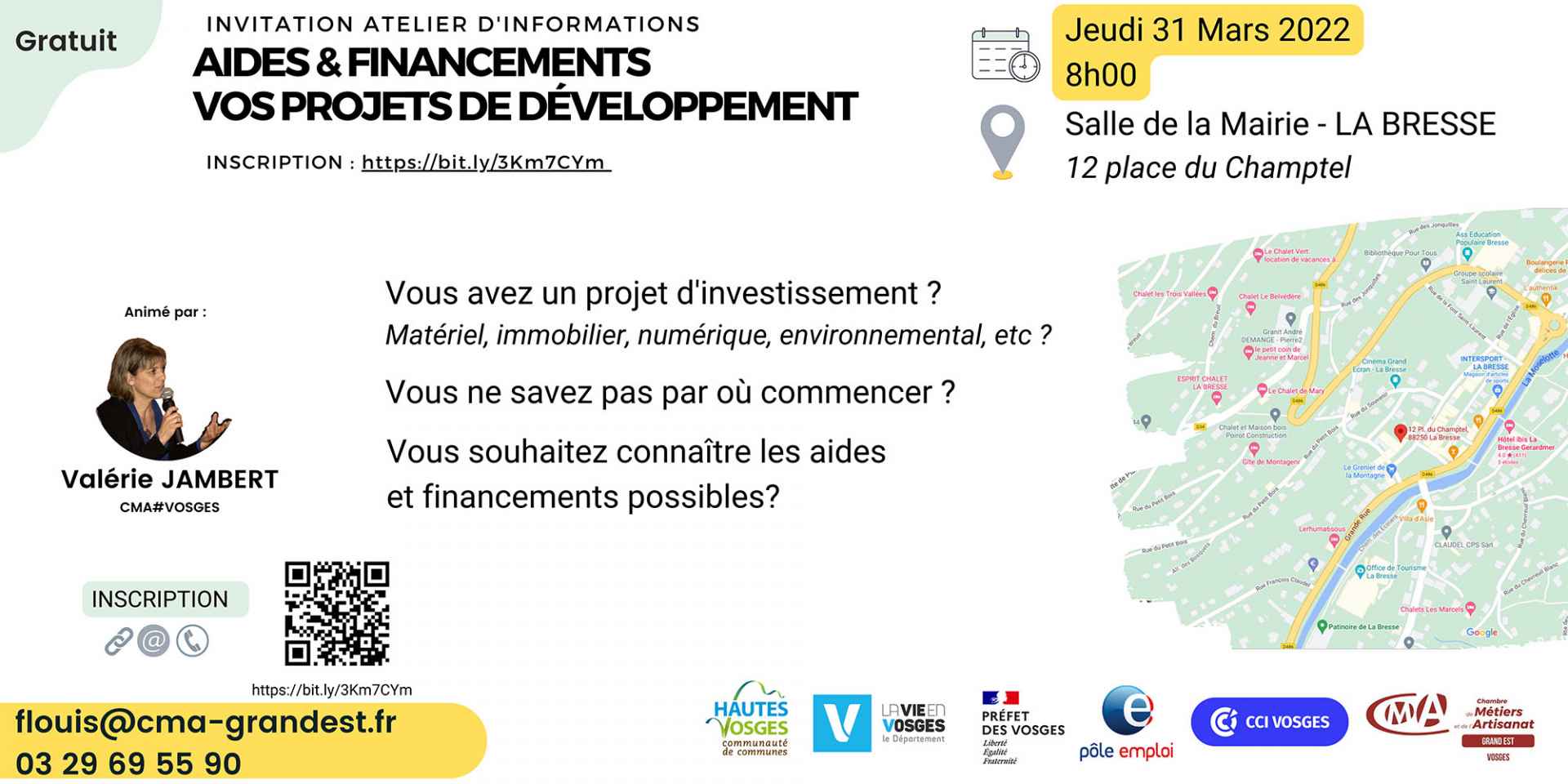 Artisans : atelier aides et financements le 31 mars 2022 à La Bresse