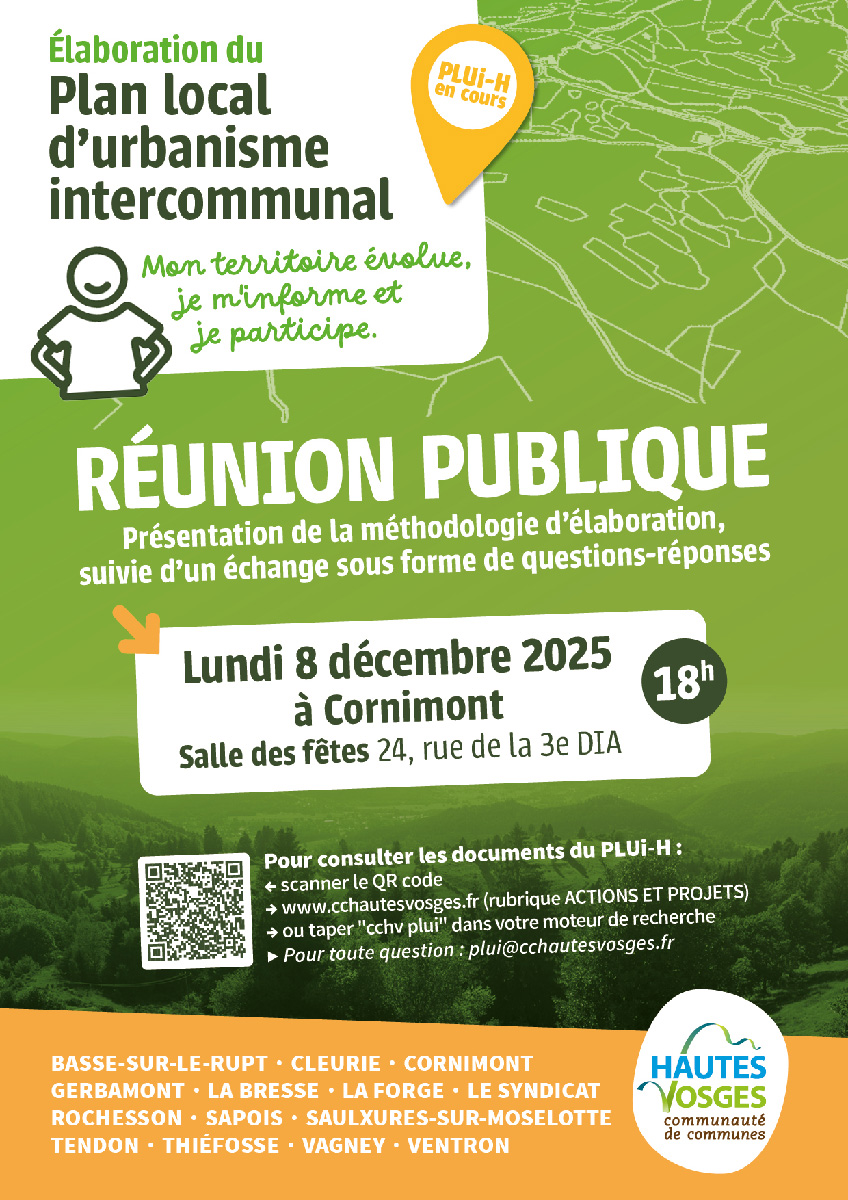 Plan local d'urbanisme intercommunal de la CCHV : réunion publique le 8 décembre 2025